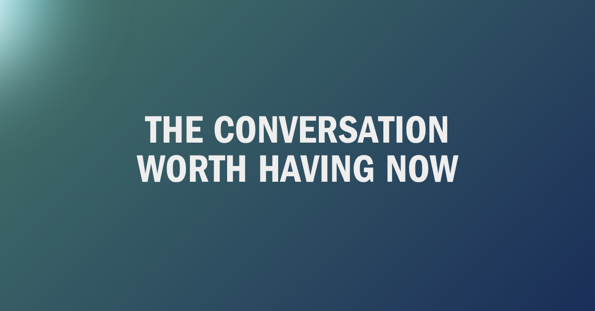 Blue and teal gradient graphic with the headline "The Conversation Worth Having Now," promoting Mason's blog post on talking to parents about financial planning