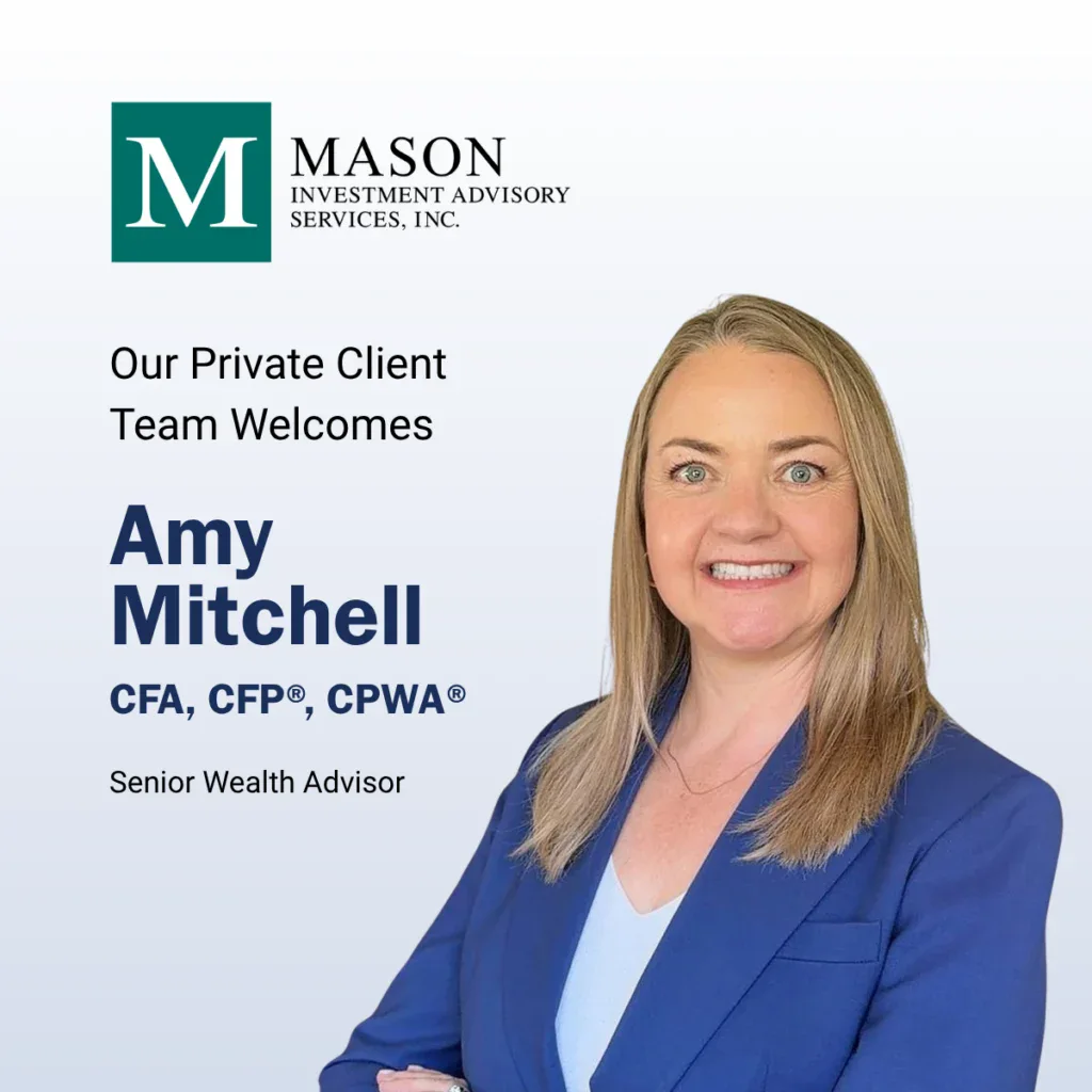 Mason Investment Advisory Services portrait of Senior Wealth Advisor Amy Mitchell, CFA, CFP, CPWA.